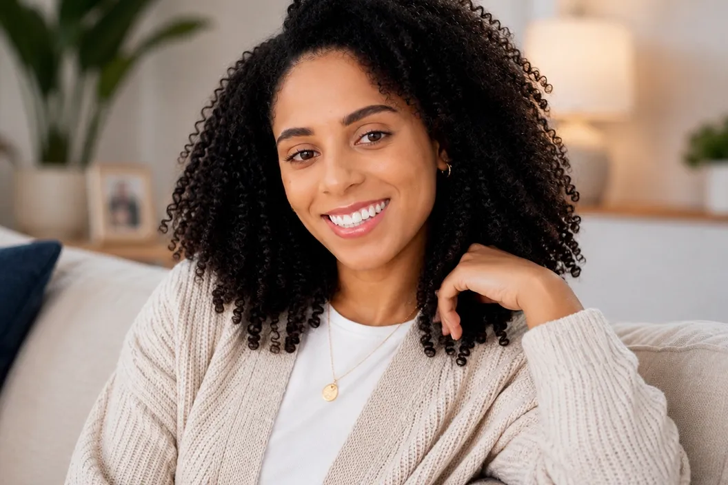 Patient smiling after cosmetic orthodontic treatment